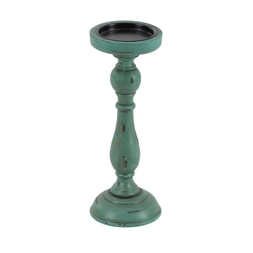 Pier 1 Imports Traditional Turquoise Wood Set of 3 Candle Holders